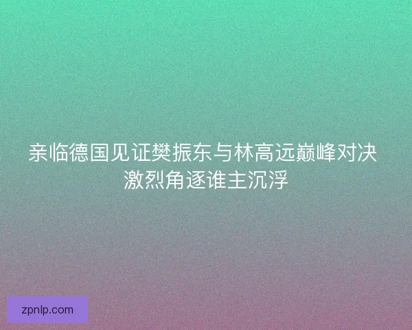 亲临德国见证樊振东与林高远巅峰对决 激烈角逐谁主沉浮